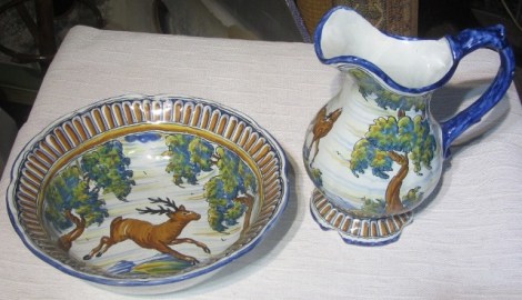 Aguamanil y fuente Talavera